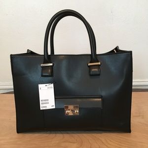 New H&M Black Gold Satchel Purse Bag Handbag hm